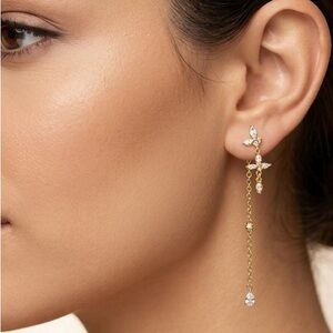 #11 925 Sterling Silver Gold Drop Earrings